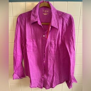NWT Lilly Pulitzer Linen Button down in Amethyst. Size M.